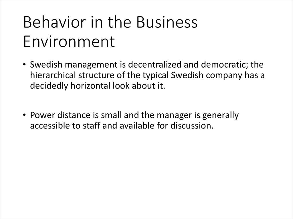 Behavior in the Business Environment