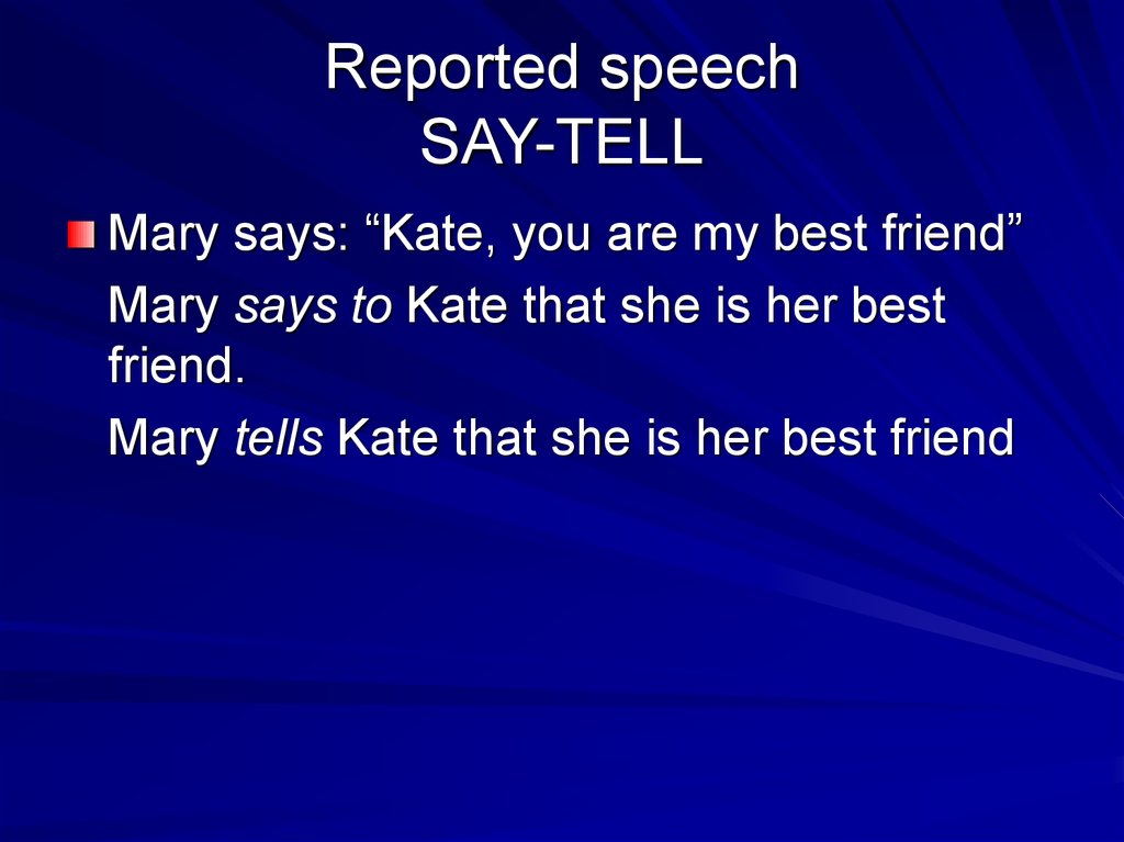 Reported speech SAY-TELL