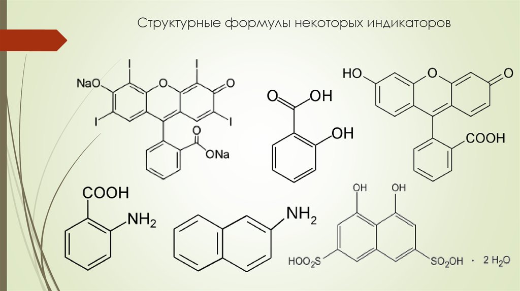 Структурные формулы некоторых индикаторов