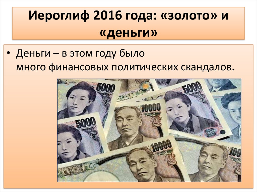 Иероглиф 2016 года: «золото» и «деньги»