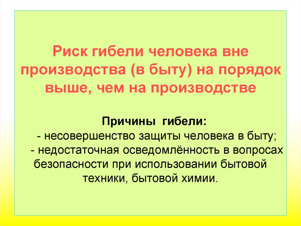 Риск гибели. Причины возникновения опасных ситуаций бытового характера. Защита человека на производстве и быту. Назовите причины возникновения опасных ситуаций бытового характера.. Порядок действий смерть человека.