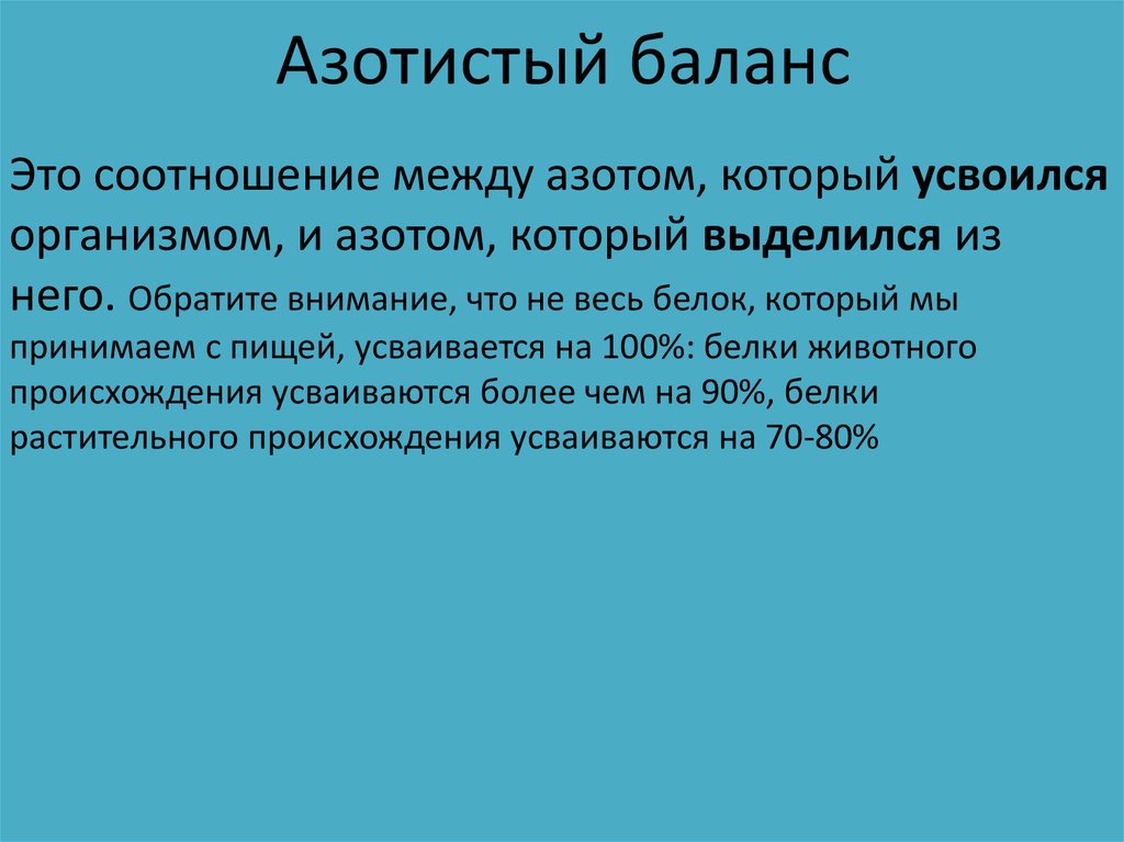 Азотистый баланс презентация