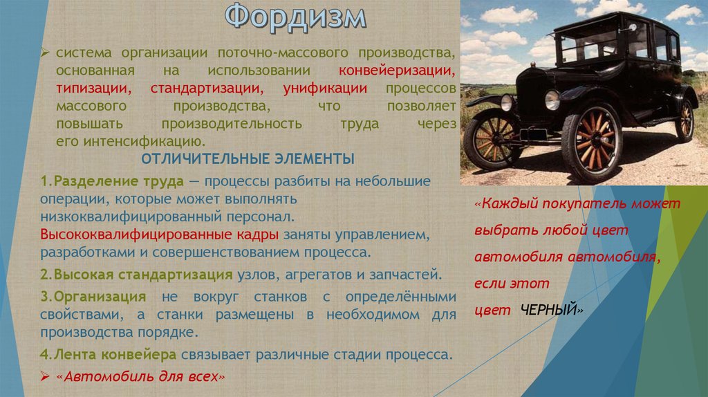 Фордизм. Основные положения фордизма. В чем состоят основные положения фордизма?. Форд и фордизм.