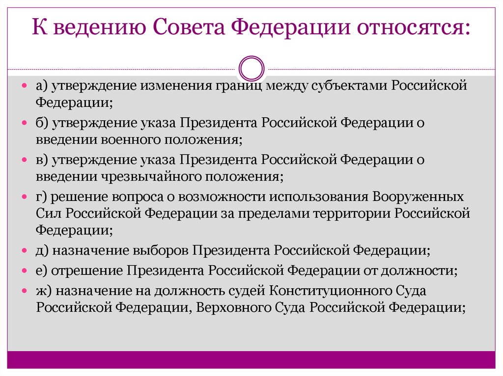 К ведению совета рф относится