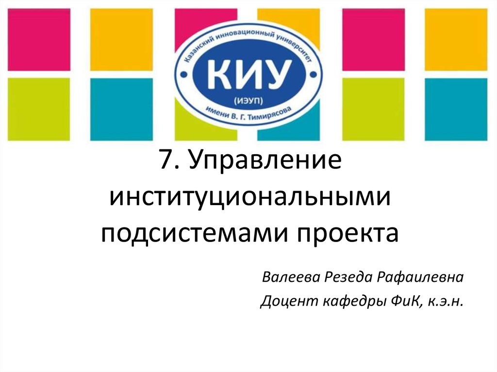 Управление институциональными подсистемами проекта