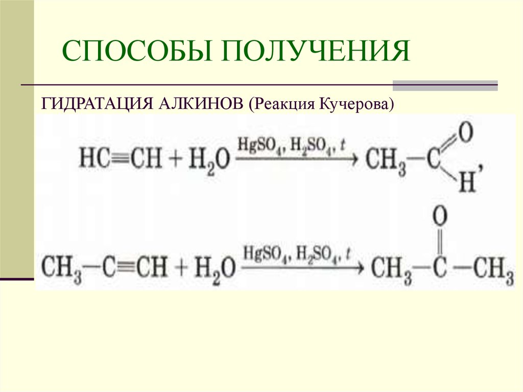 Ацетилен получают в результате реакции. Гидратация алкинов реакция Кучерова. Алкин гидратация по Кучерову. Гидратация реакция Кучерова Алкины. Алкины реакция гидратации.