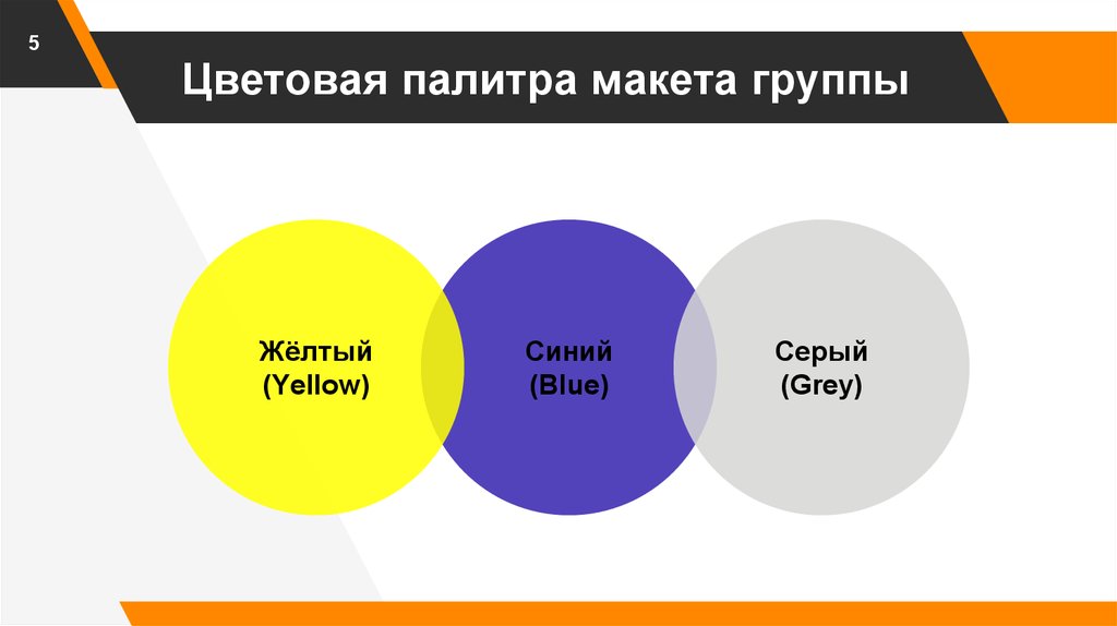 Цветовая палитра макета группы