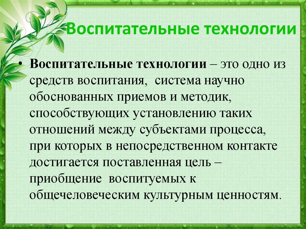 Методы формы и технологии воспитания презентация