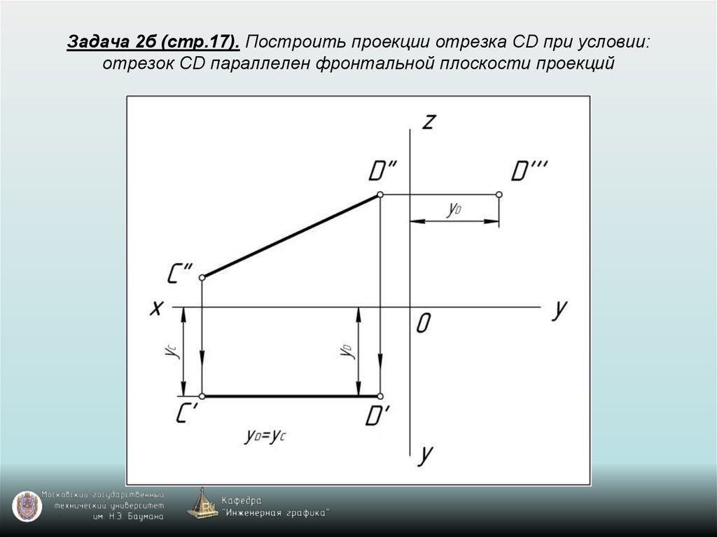 Проекция отрезка на прямую. Отрезок параллельный горизонтальной плоскости проекций. Проекция отрезка. Фронтальная проекция отрезка. Построить фронтальную проекцию отрезка.