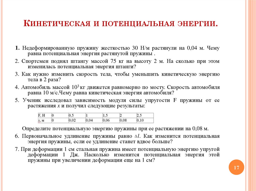 Недеформированную пружину жесткостью. Энергия при растяжении пружины. Потенциальная энергия жесткости пружины. Кинетическая энергия растянутой пружины. Как определить потенциальную энергию пружины.