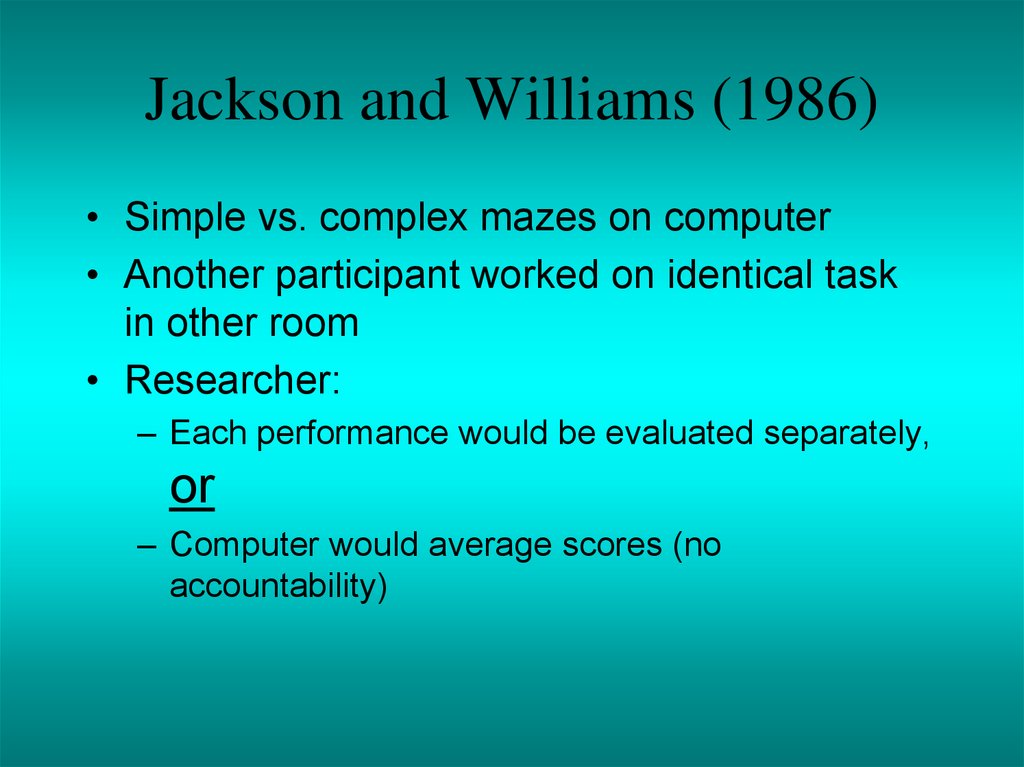 Jackson and Williams (1986)