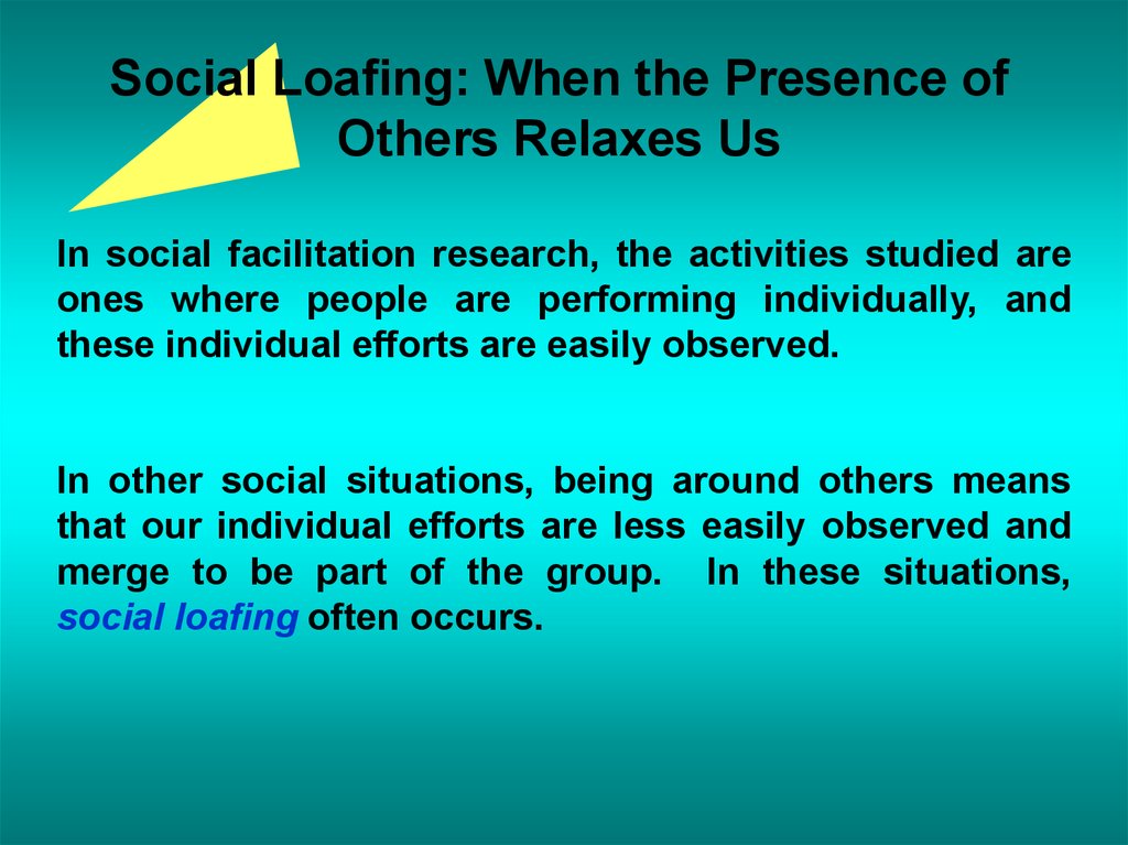 Social Loafing: When the Presence of Others Relaxes Us