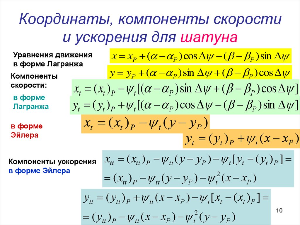 Координата скорости. Компоненты вектора скорости. Координата скорость ускорение. Компоненты уравнения движения. Уравнение в форме Лагранжа.