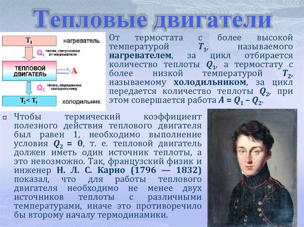 Абсолютная температура нагревателя идеальной тепловой машины. Нагреватель теплового двигателя. Тепловые двигатели МКТ. Для работы теплового двигателя необходимо. Назначение теплового двигателя.