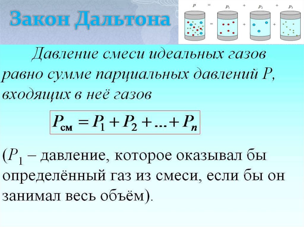 Законы идеального газа. Газовые смеси закон Дальтона. Закон Дальтона для смеси идеальных газов. Закон Дальтона для смеси газов формула. Закон Дальтона и закон Авогадро..