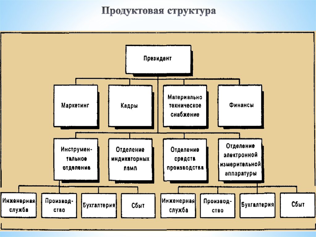 Дивизионально продуктовая структура схема