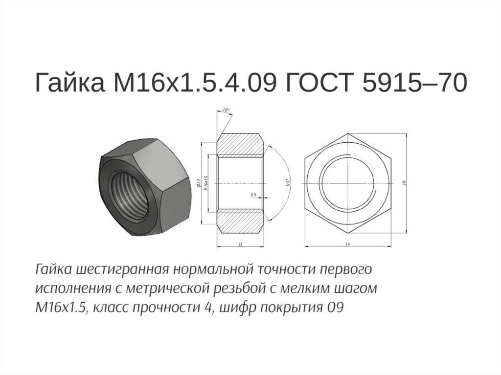 Гайка м16 гост 5915 70 размеры чертеж