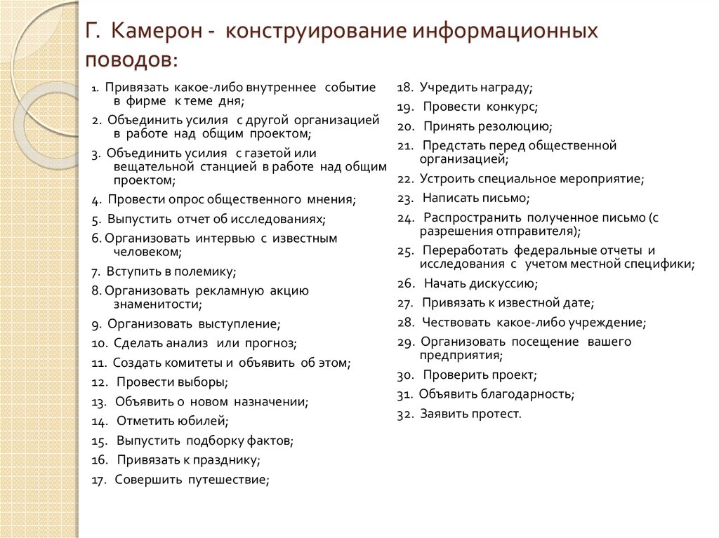 План информационных поводов