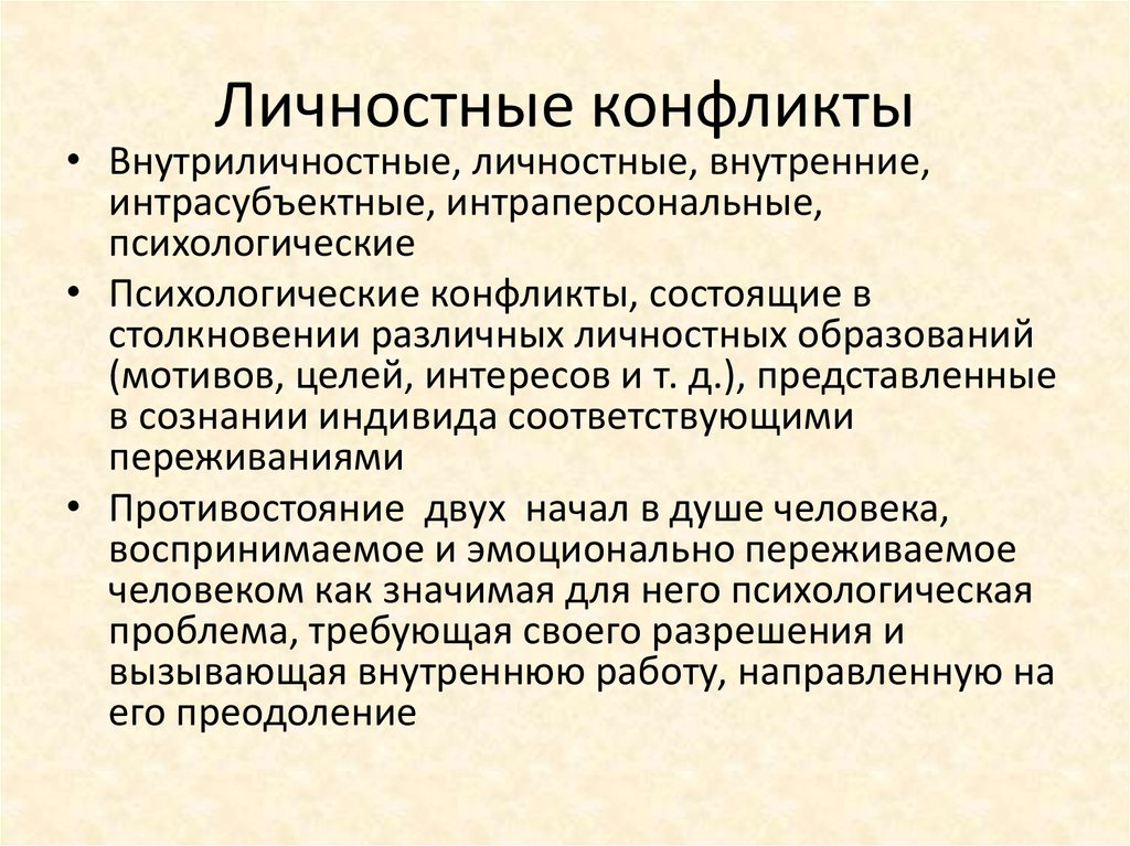 Личностные конфликты презентация