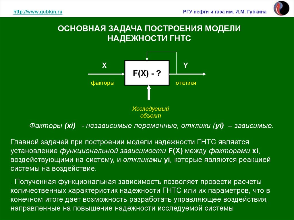 Обеспечение надежности. Построение модели надежности. Надежность системы системы. Надежность объектов транспорта нефти. Схема РГУ нефти и газа.