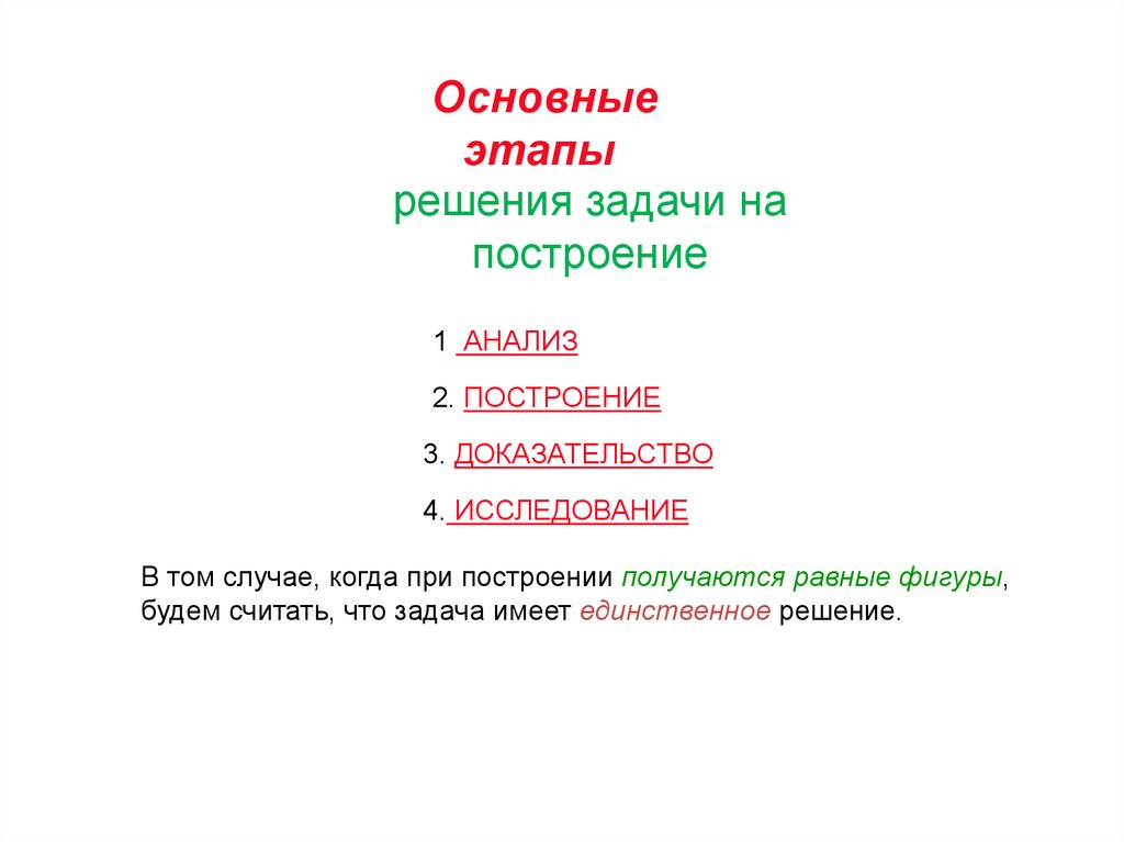 Часть схемы решения задачи на построение в которой