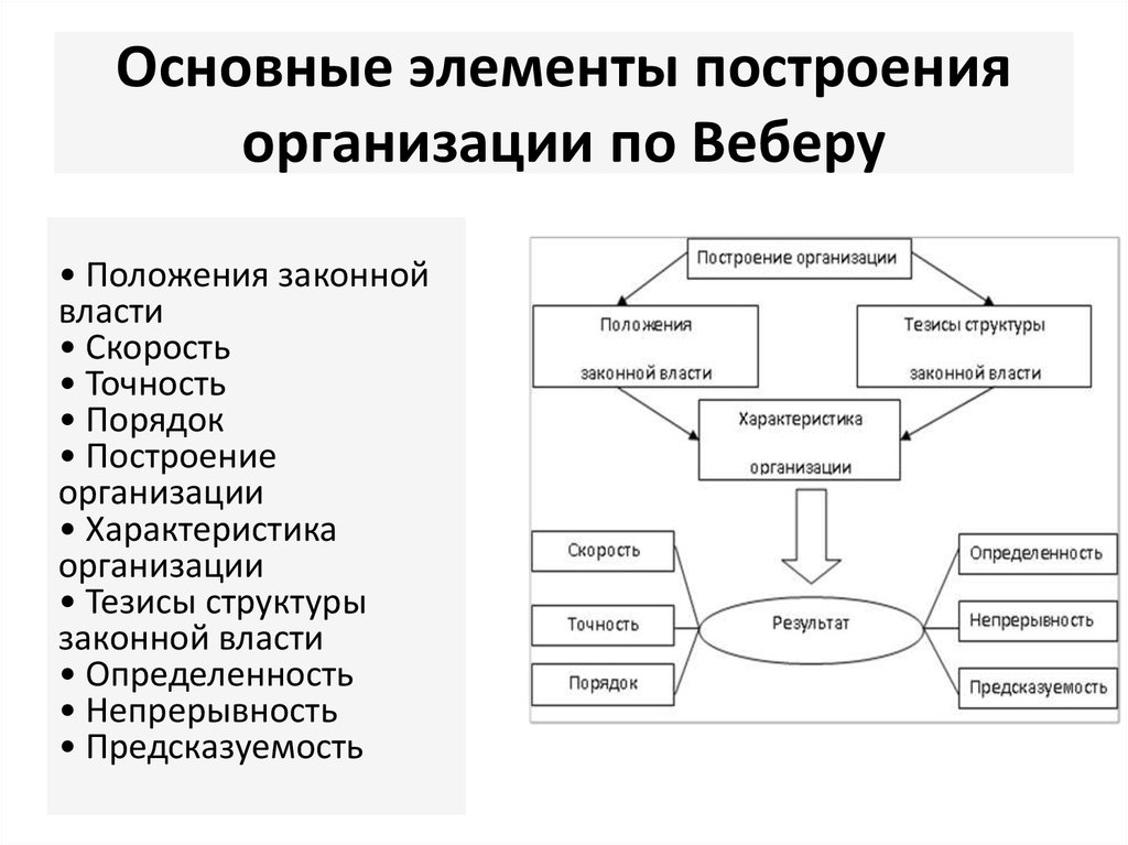 Построение организации. Элементы построения организации м. Вебера.. Основные элементы построения организации по Веберу. Элементы построения.