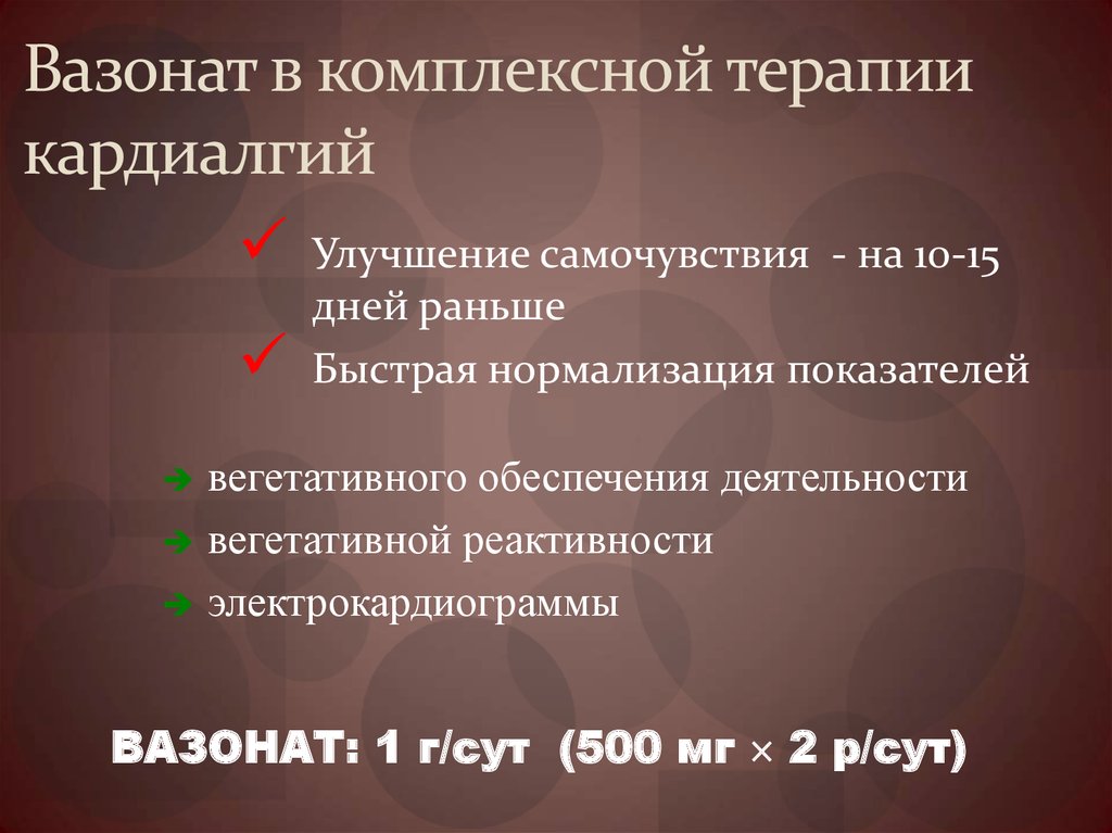 Вазонат в комплексной терапии кардиалгий