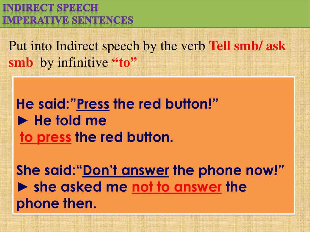 Turn the following sentences into direct speech