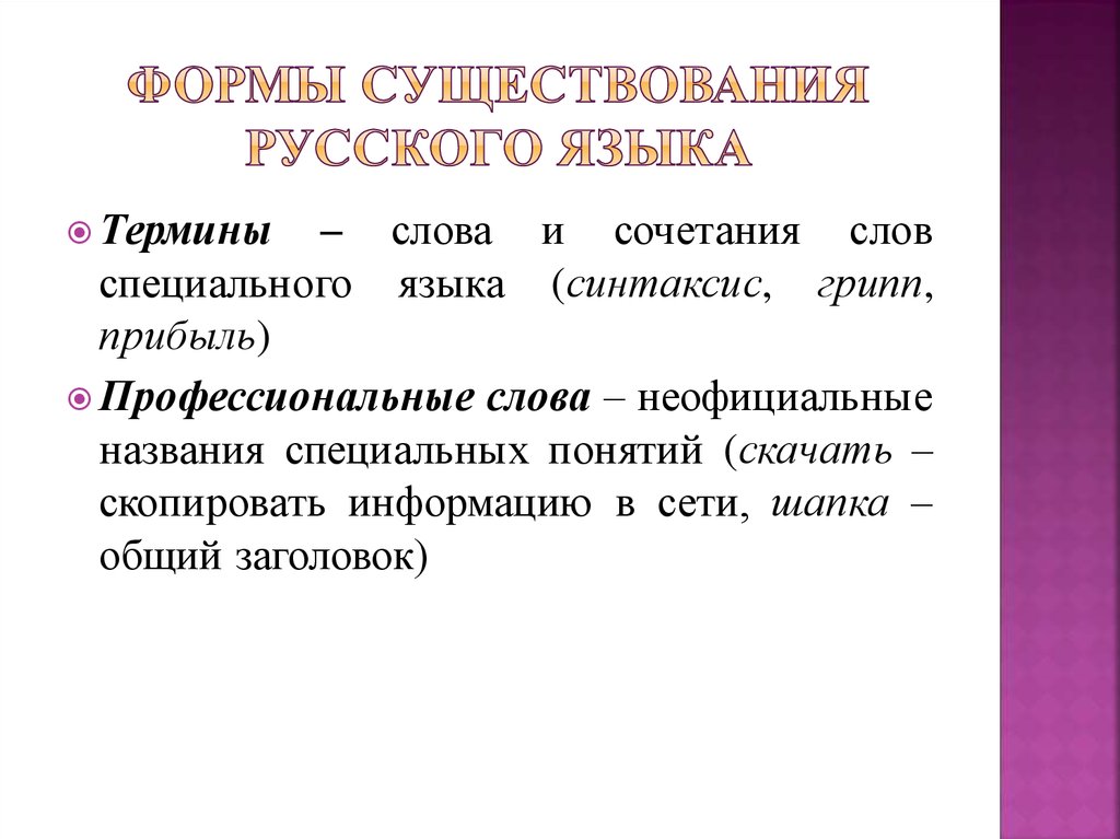 Формы существования русского языка