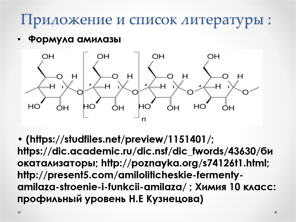 Приложение и список литературы :