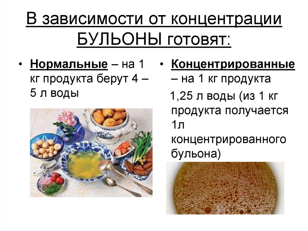 Бульон сколько воды и продуктами