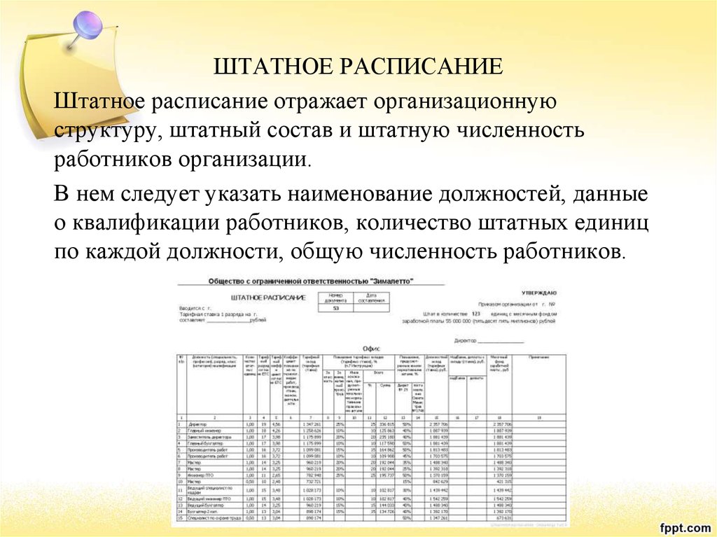 Образец штатная численность сотрудников