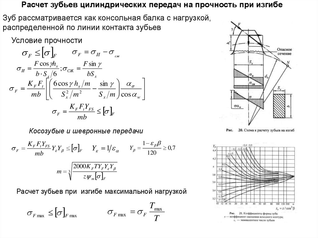 Прочность зуба. Формула для проверки цилиндрической зубчатой передачи на изгиб. Расчет цилиндрической зубчатой передачи. Косозубые цилиндрические передачи расчетная нагрузка. Цилиндрическая зубчатая передача формулы.