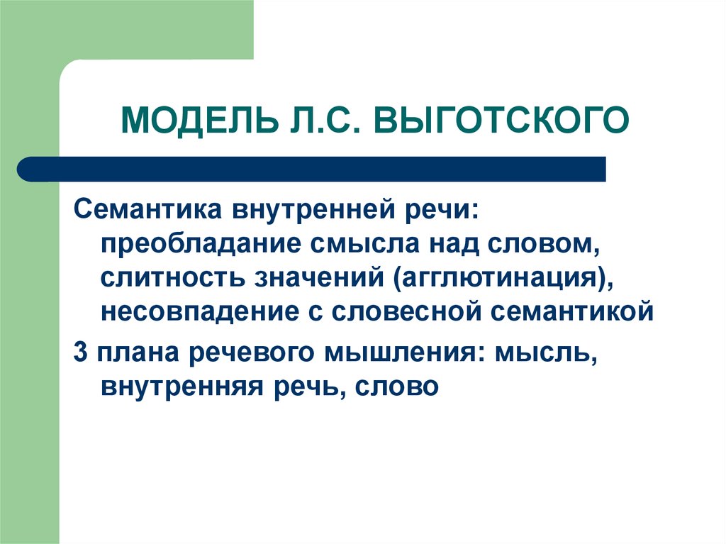 Смысловой план. Семантика внутренней речи. Модель л.с. Выготского. Модели производства речи. Модель л.с. Выготского речь.