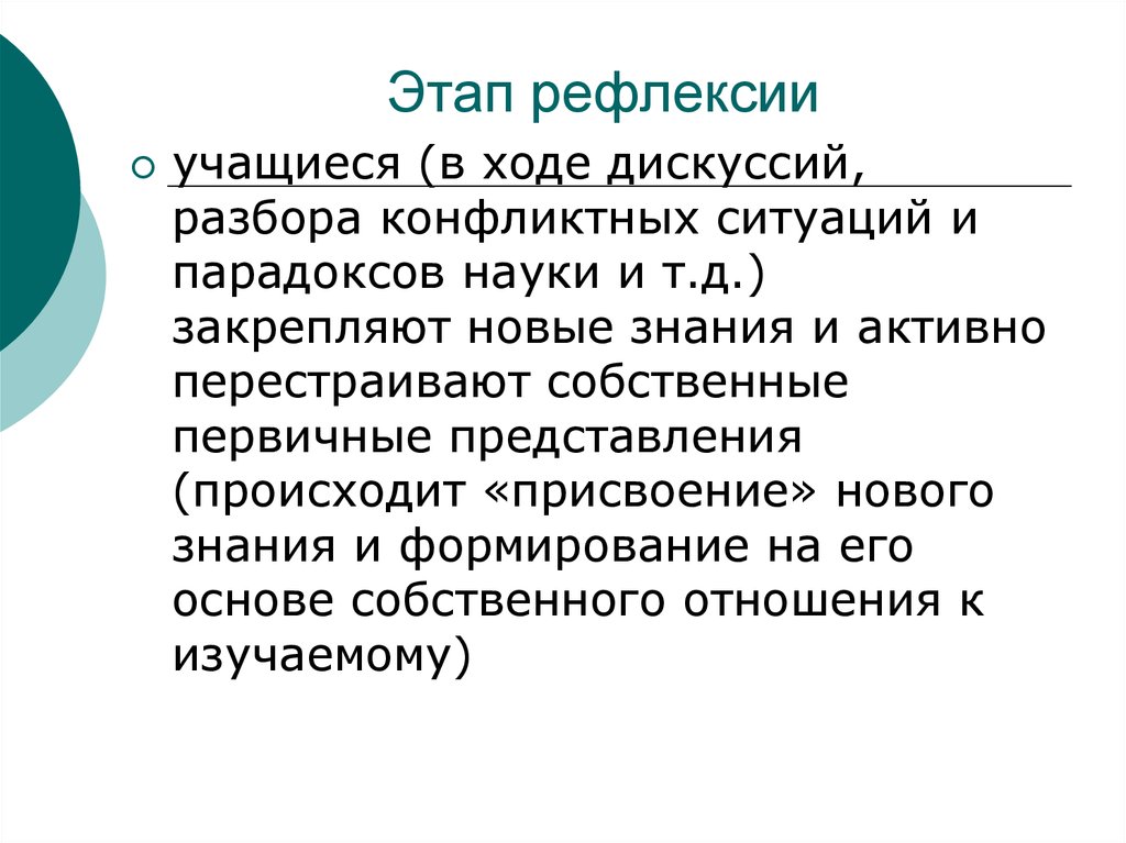 Ход дебатов. Стадия рефлексии. Фаза рефлексии. Рефлексивный этап. Рефлексивная фаза проекта.