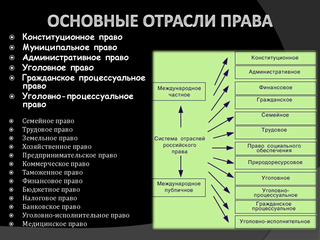 Гражданское право какие отрасли