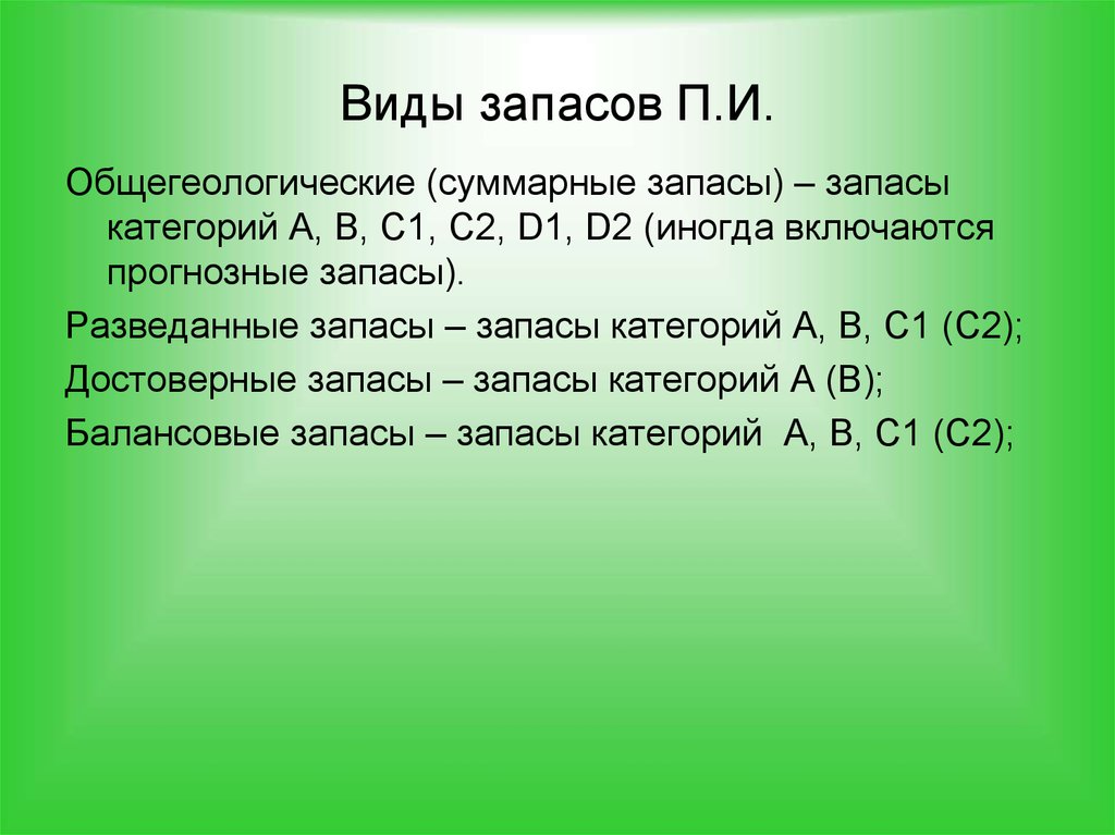 Виды запасов