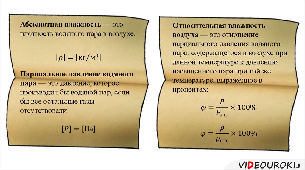 Плотность воздуха влажность