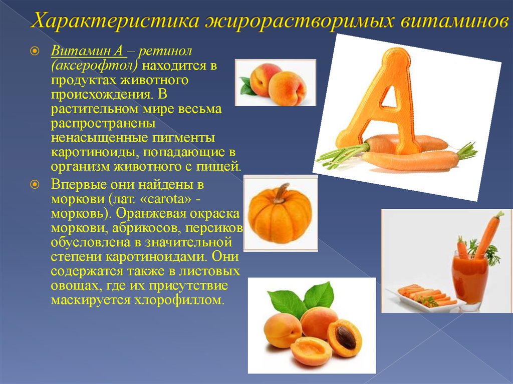 Характеристика жирорастворимых витаминов