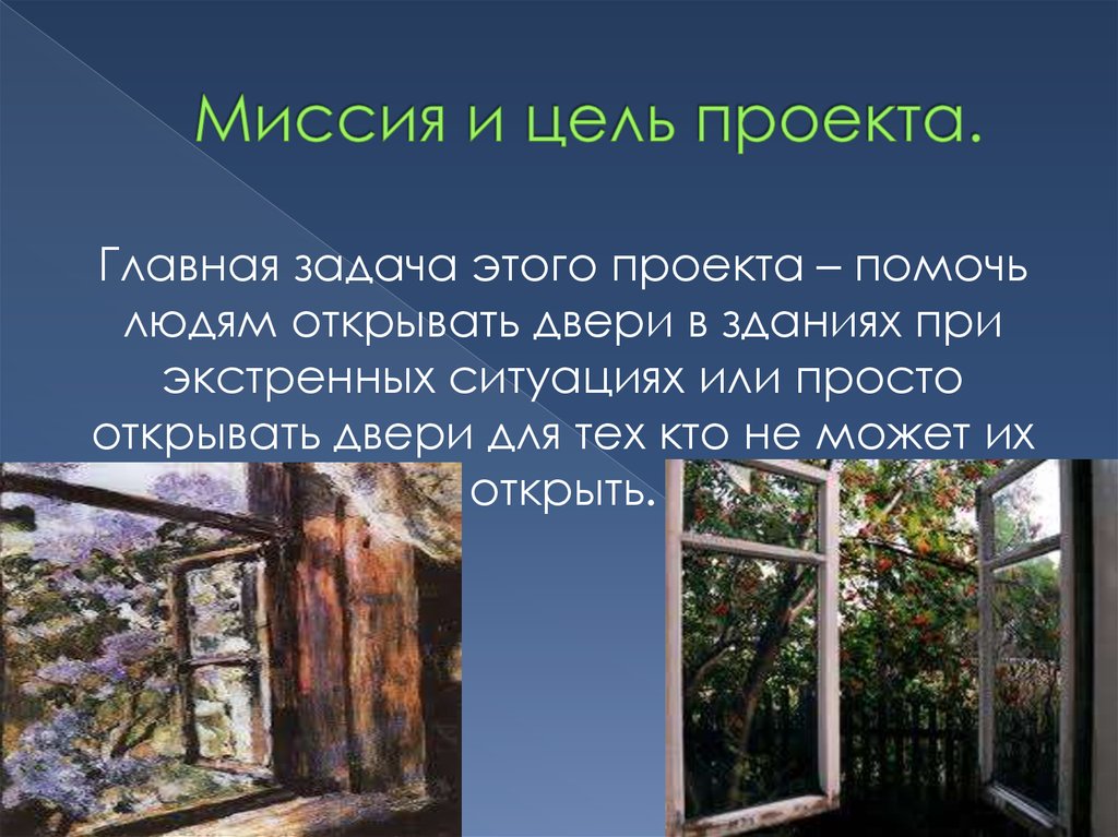 Миссия и цель проекта.