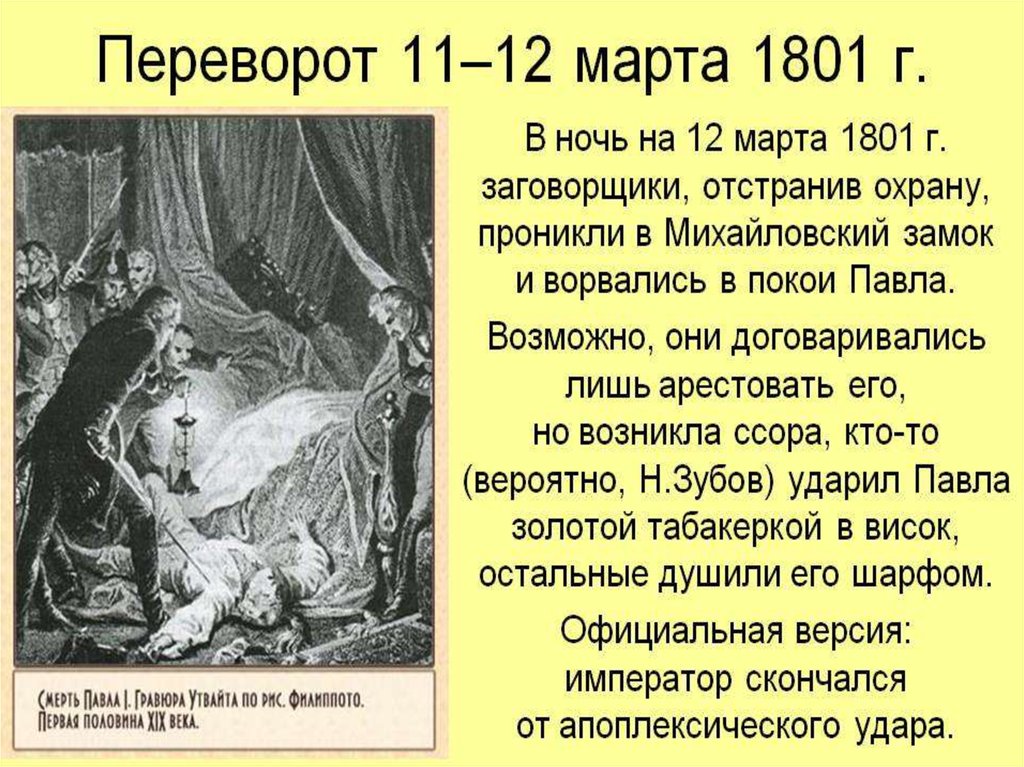 Дворцовый переворот 24 марта 1801 года. Последний Дворцовый переворот в России. Переворот 1 марта 1801 года суть. Последний Дворцовый переворот совершила.