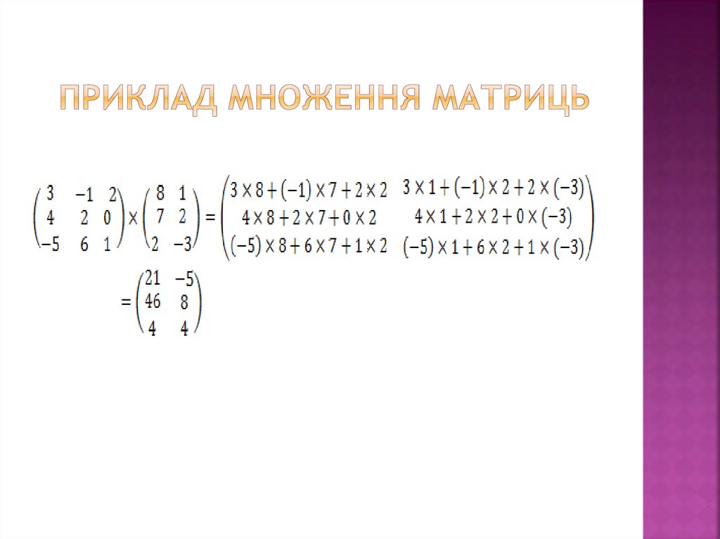 Приклад множення матриць