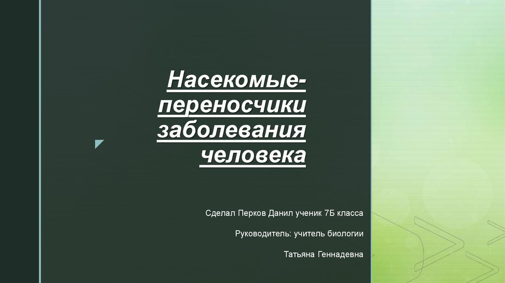 Проект по биологии 7 класс на тему насекомые переносчики заболеваний человека