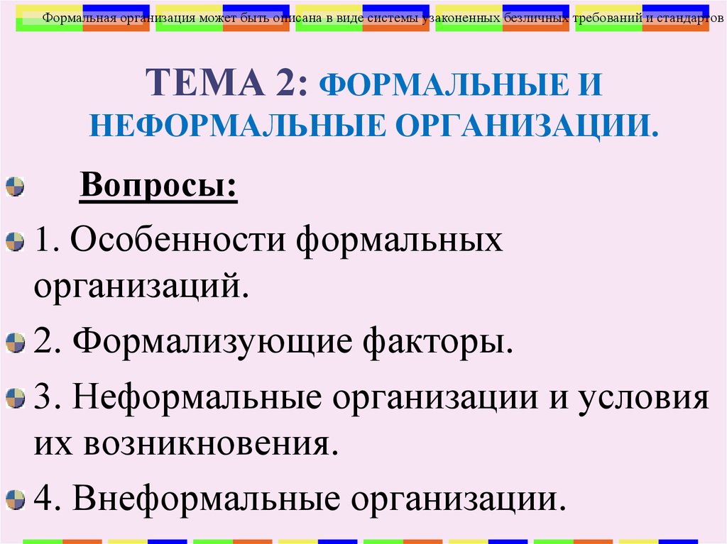 Формальные и неформальные факторы