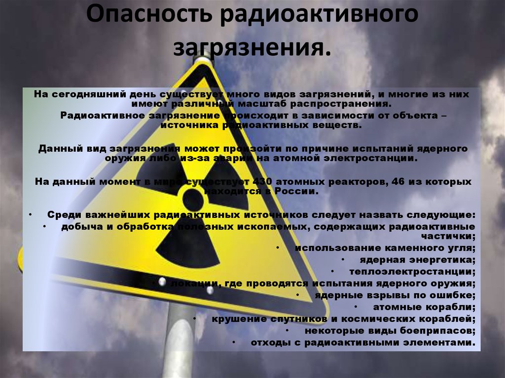 Опасность радиоактивного загрязнения.