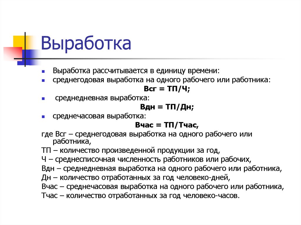 Годовая выработка рабочего