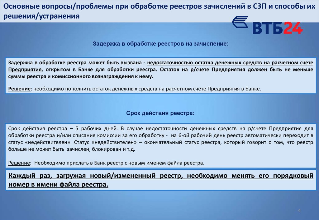 Реестр втб зарплатный проект