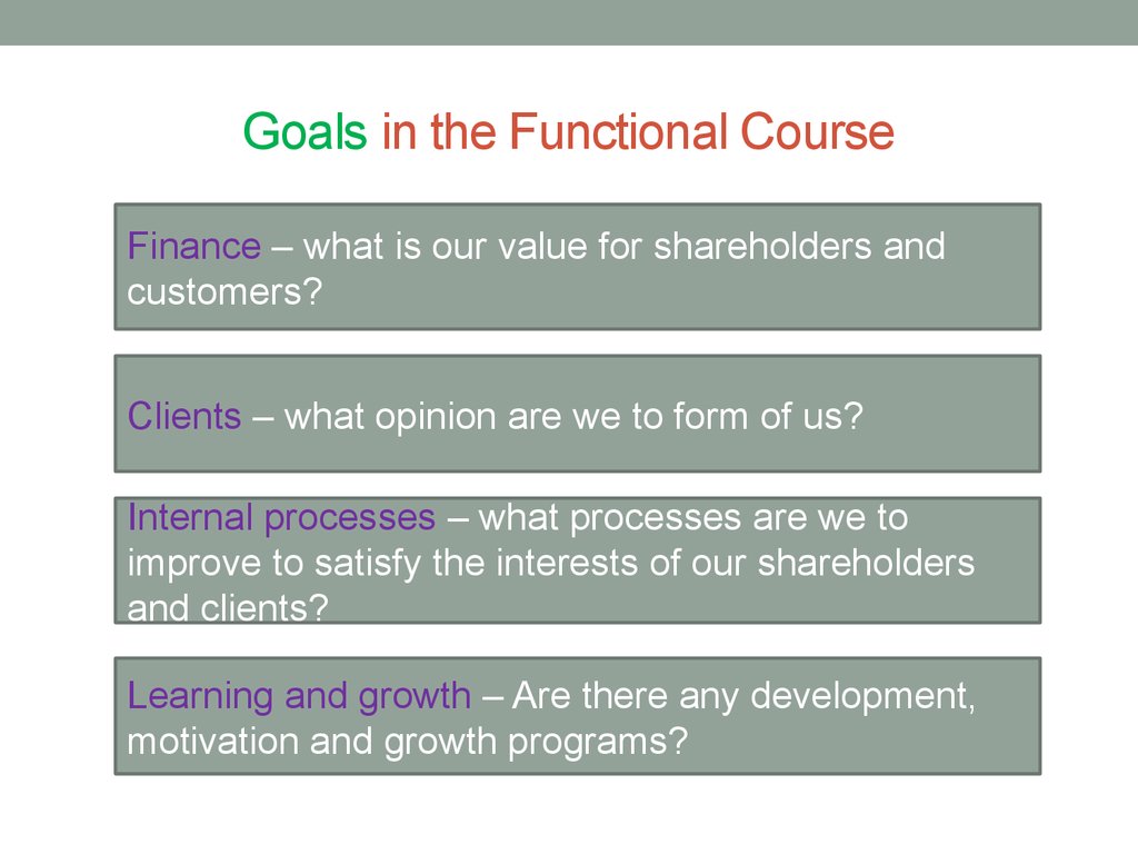 Goals in the Functional Course
