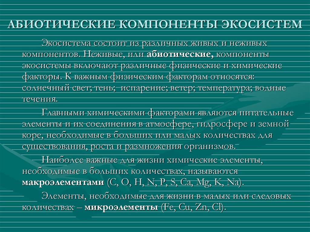 Основные компоненты биогеоценоза текст