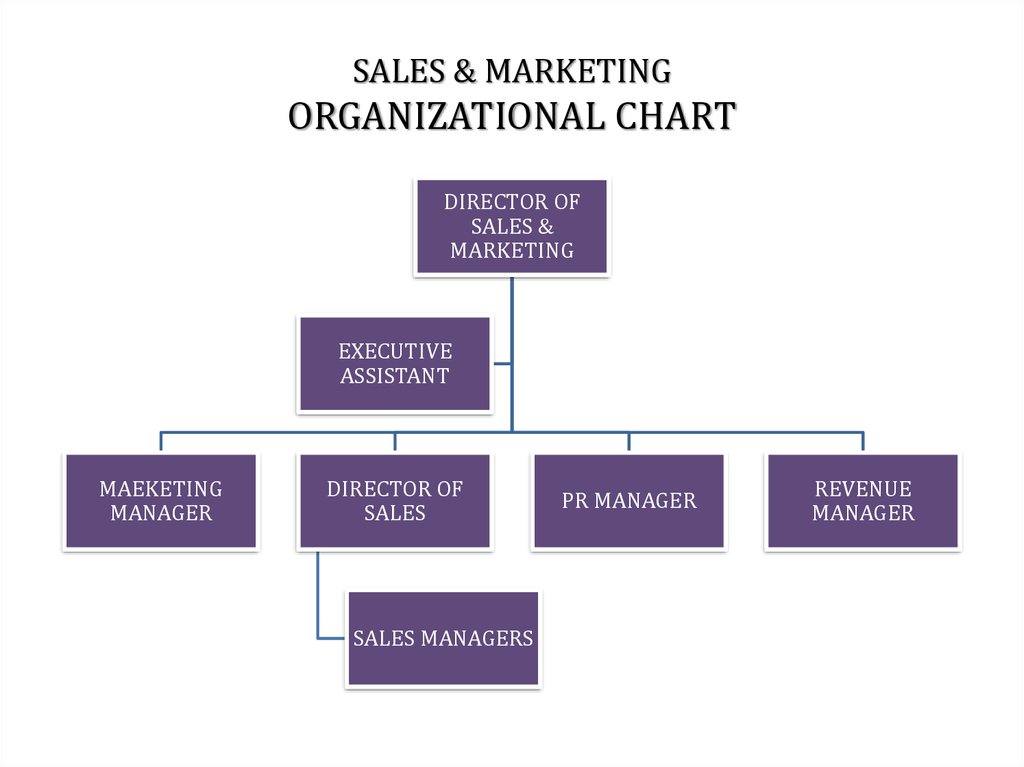 Organizational Chart Of Sales And Marketing Department In A Hotel